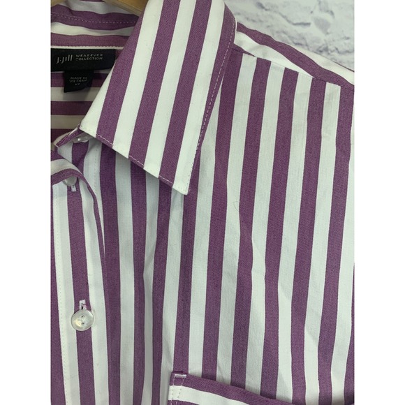 J‎ Jill Wearever Collection Size XS Button Up 3/4 Sleeve Striped Purple - Picture 5 of 10